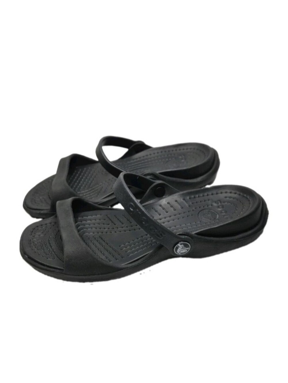 Crocs Cleo Double Strap Slide Sandals Size 6 Black Double Strap Summer Casual